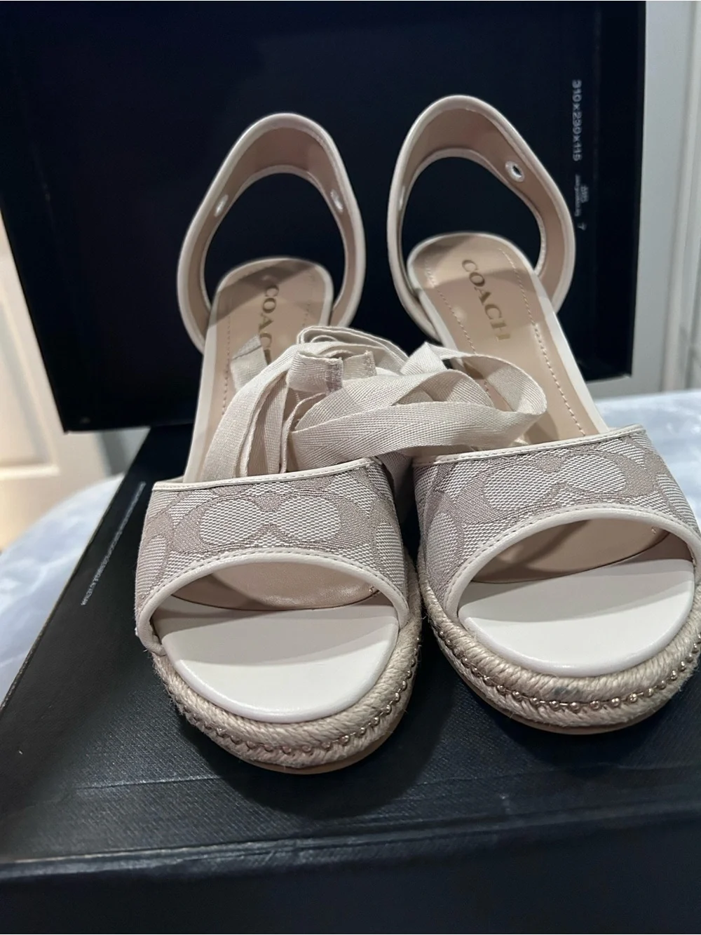 Coach Page Jacquard Wedges in Stone/Chalk